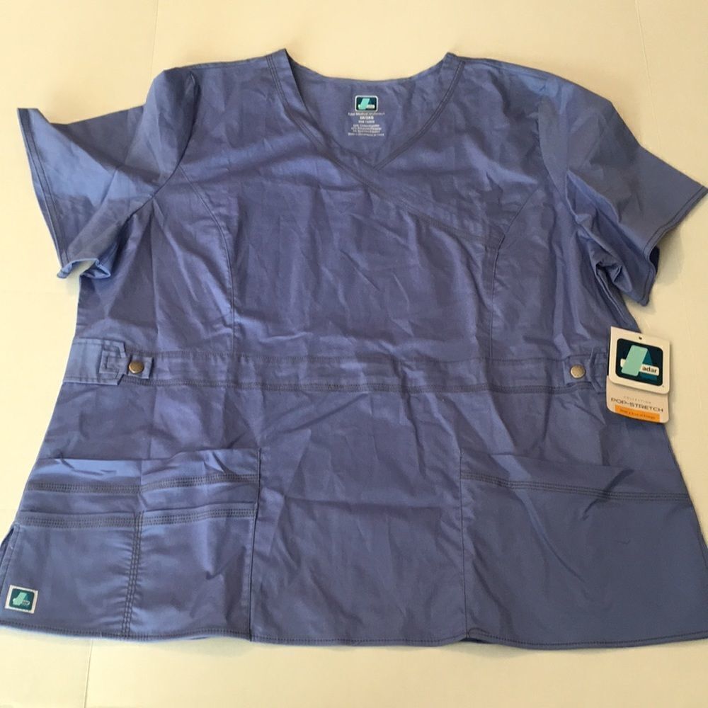 Adar Pop-Stretch Collection Blue Scrub Too Sz 3XL Junior Fit NWT